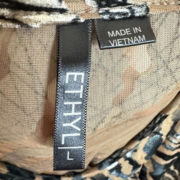 Ethyl Tunic Women’s Lg Velvet Burnout Semi Sheer Animal Print Popover - Picture 2 of 8